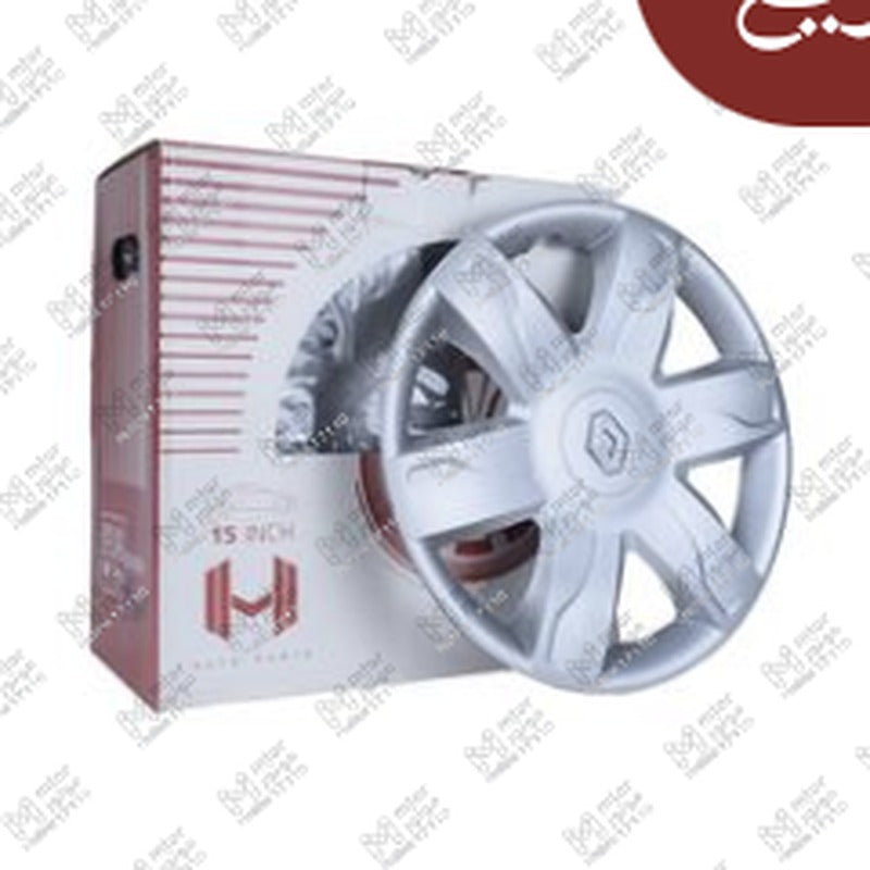طقم طاسات عجل كلاسيك مقاس 15 بدون مسمار سلفر رينو لوجان 2010